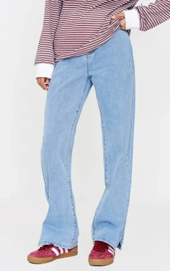 Light Blue Wash L30 Split Hem Style Jeans