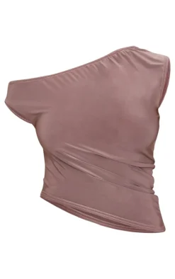 Light Brown Slinky Asymmetric Long Top