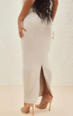 Light Grey Faux Suede Maxi Skirt