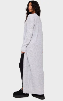 Light Grey Maxi Knitted Cardigan