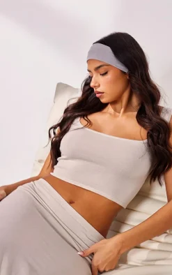 Light Grey Square Neck Knitted Top