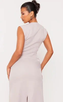 Light Grey Tailored Woven Fitted Vest