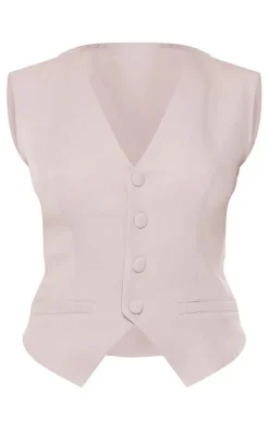 Light Grey Tailored Woven Fitted Vest