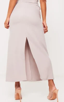 Light Grey Tailored Woven High Waist Midaxi Skirt