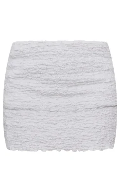 Light Grey Textured Fold Over Mini Skirt