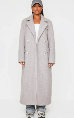 Light Grey Wool Look Maxi Coat