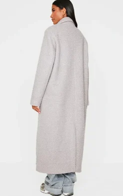 Light Grey Wool Look Maxi Coat