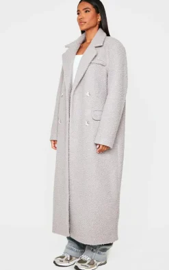 Light Grey Wool Look Maxi Coat