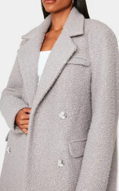 Light Grey Wool Look Maxi Coat