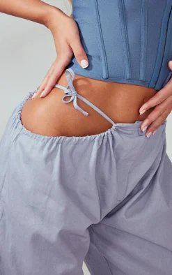 Light Grey Woven Cut Out Cargo Joggers