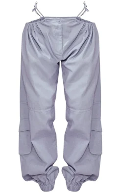 Light Grey Woven Cut Out Cargo Joggers