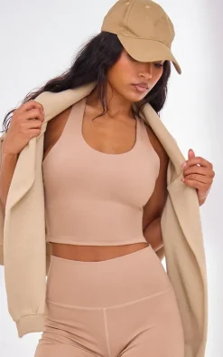 Light Mocha Padded Cross Back Sculpt Top