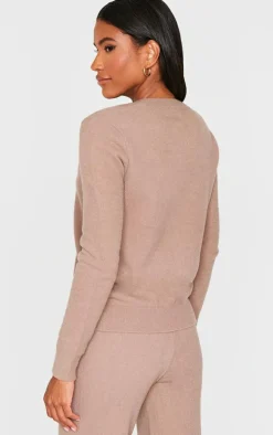 Light Mocha Soft Knit Button Up Cardigan