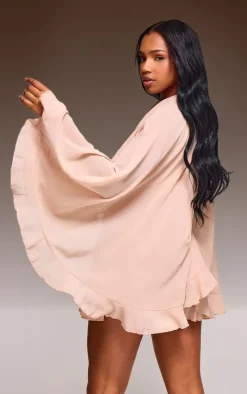 Light Nude Oversized Frill Hem Romper