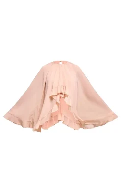 Light Nude Oversized Frill Hem Romper