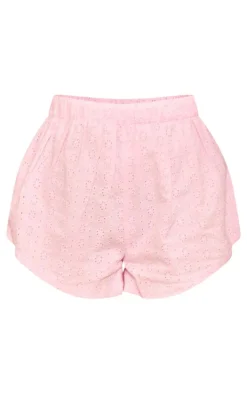 Light Pink Broderie High Waisted Shorts