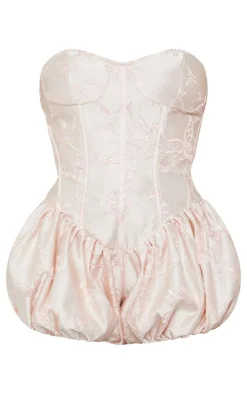 Light Pink Jacquard Puffball Romper