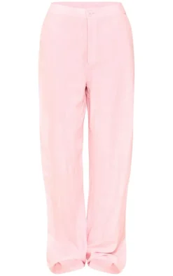 Light Pink Linen Look High Waisted Tailored Pants