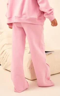 Light Pink Oversized Wide Leg Seam Detail Sweatpants