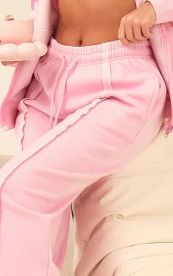 Light Pink Oversized Wide Leg Seam Detail Sweatpants
