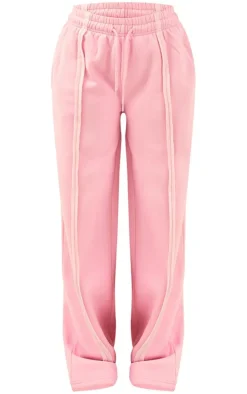 Light Pink Oversized Wide Leg Seam Detail Sweatpants