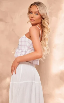 Light Pink Printed Twist Front Crop Top