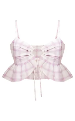 Light Pink Printed Twist Front Crop Top