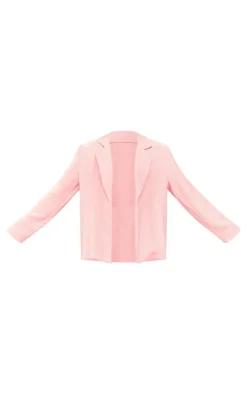 Light Pink Textured Oversized Structured Minimal Blazer