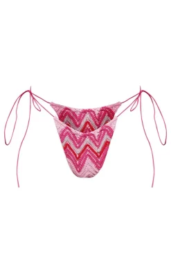 Light Pink Textured Tie Side Bikini Bottoms