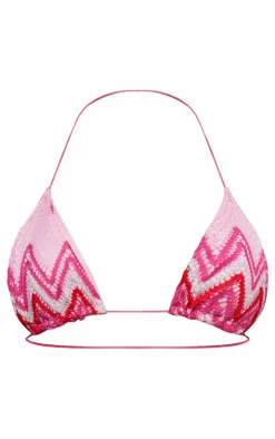 Light Pink Textured Triangle Bikini Top