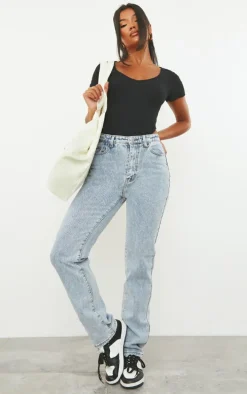 Light Wash Long Leg Straight Jeans
