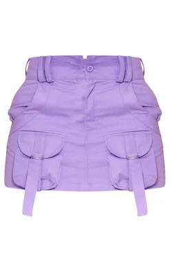 Lilac Cargo Pocket Detail Micro Mini Skirt