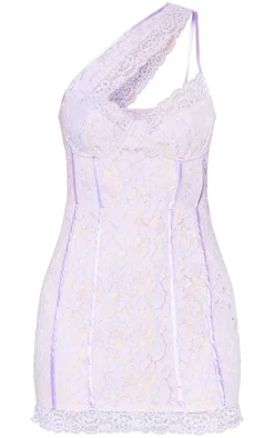 Lilac Lace Binding Detail Underwired Bodycon Dress