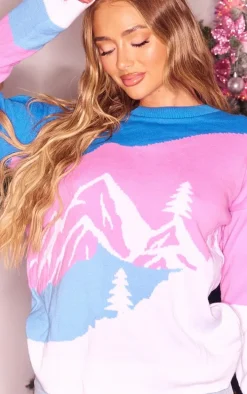 Lilac Landscape Oversized Christmas Sweater
