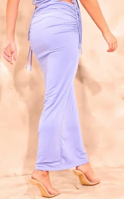 Lilac Matte Touch Ruched Tie Maxi Skirt