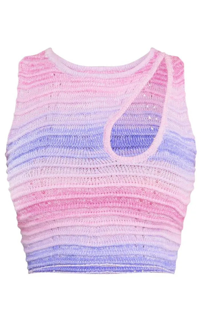 Lilac Ombre Ripple Knit Crop Top
