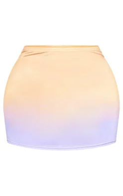 Lilac Print Slinky Micro Mini Skirt