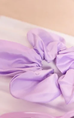 Lilac Satin Oversized Flower Scrunchie
