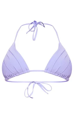 Lilac Seam Detail Padded Triangle Bikini Top