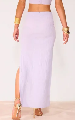 Lilac Soft Rib Knit Maxi Skirt