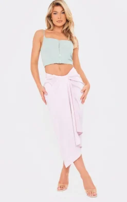 Lilac Woven Open Drape Front Midi Skirt