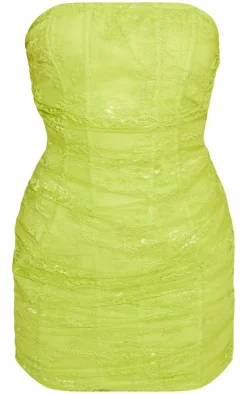 Lime Bandeau Lace Bodycon Dress