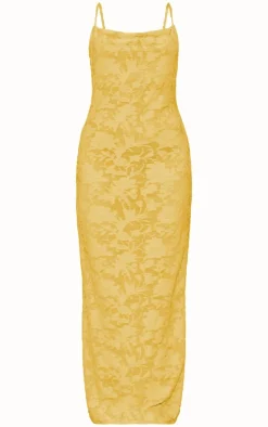 Lime Floral Sheer Burnout Cowl Neck Strappy Maxi Dress