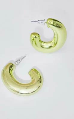 Lime Metallic Hoop Earrings