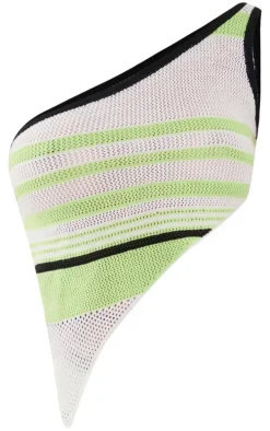 Lime One Shoulder Knit Asymmetric Hem Top