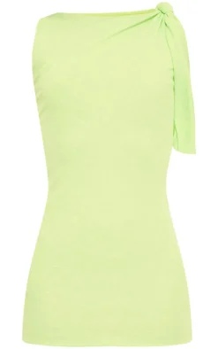 Lime Onion Skin Knot Drape Bodycon Dress
