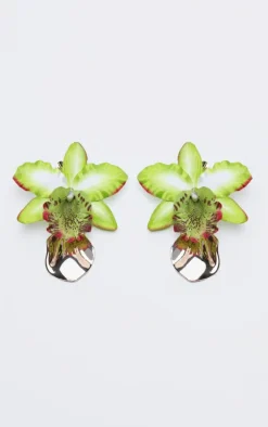 Lime Orchid Statement Earrings