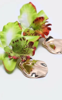 Lime Orchid Statement Earrings