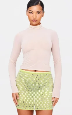 Lime Premium Embellished Mini Skirt