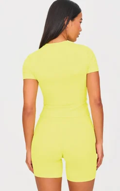 Lime Sculpt Longline Short Sleeve Gym Top
